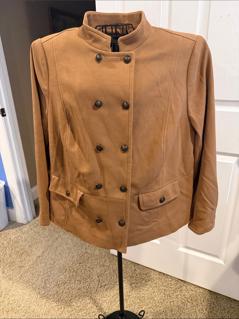 Talbots Plus 20W Brown Camel Jacket Blazer Coat Insignia Buttons NWOT
